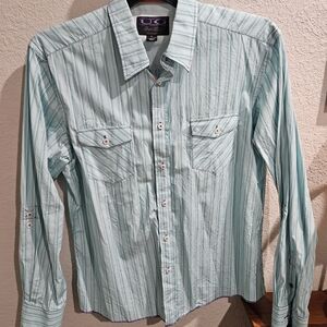 Elegant Light Blue Striped Dress Shirt